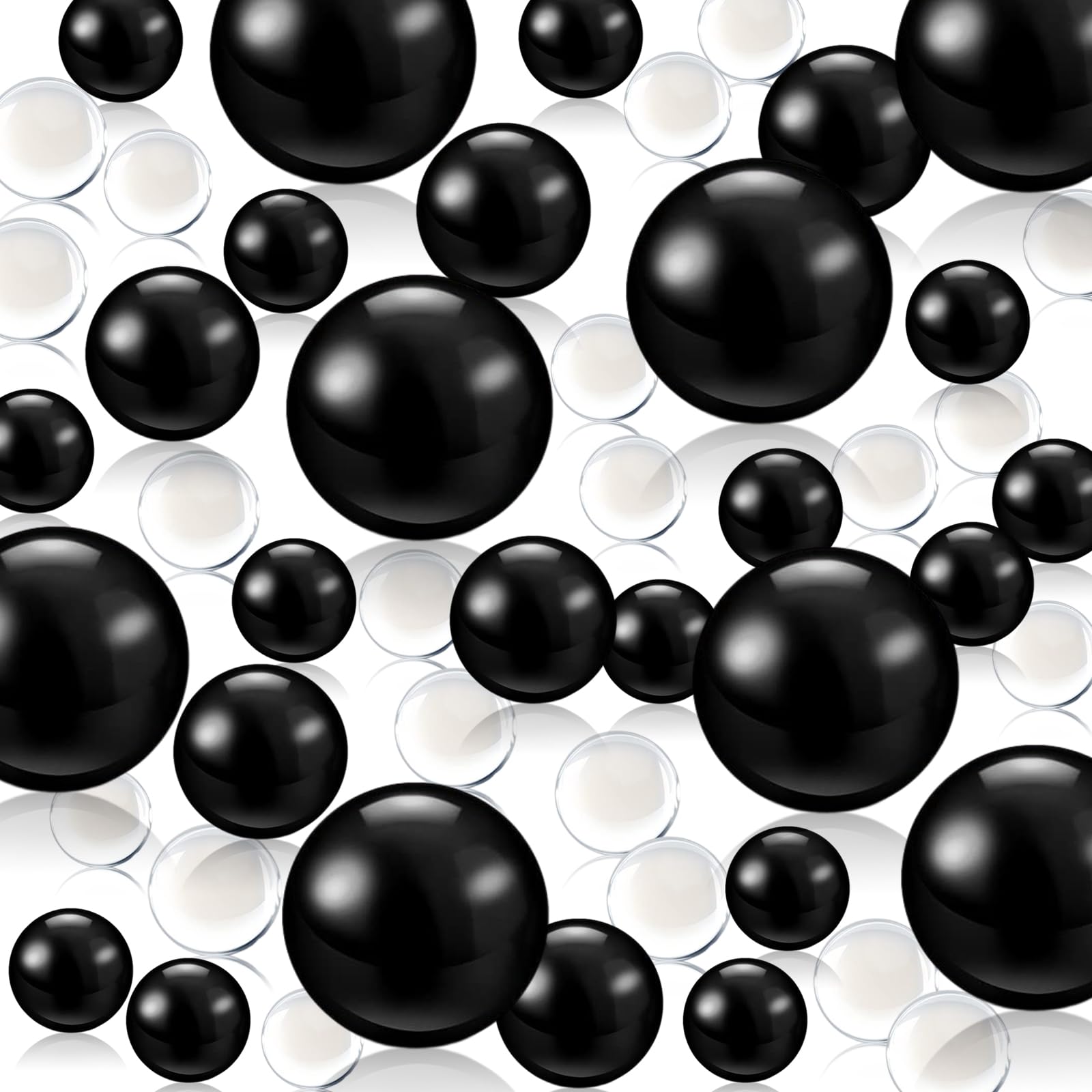Black Floating Pearls | 150 PCS Black Pearls Bead for Centerpieces Vases, No Hole Beads | 8/14/20 mm Black Floating Beads | Blac