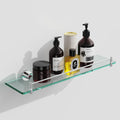 KOCOK Glass Shelf for Bathroom,20-Inches Chrome Floating Glass Shelves for Wall Rectangular Modern Stainless Steel Tempered Glas