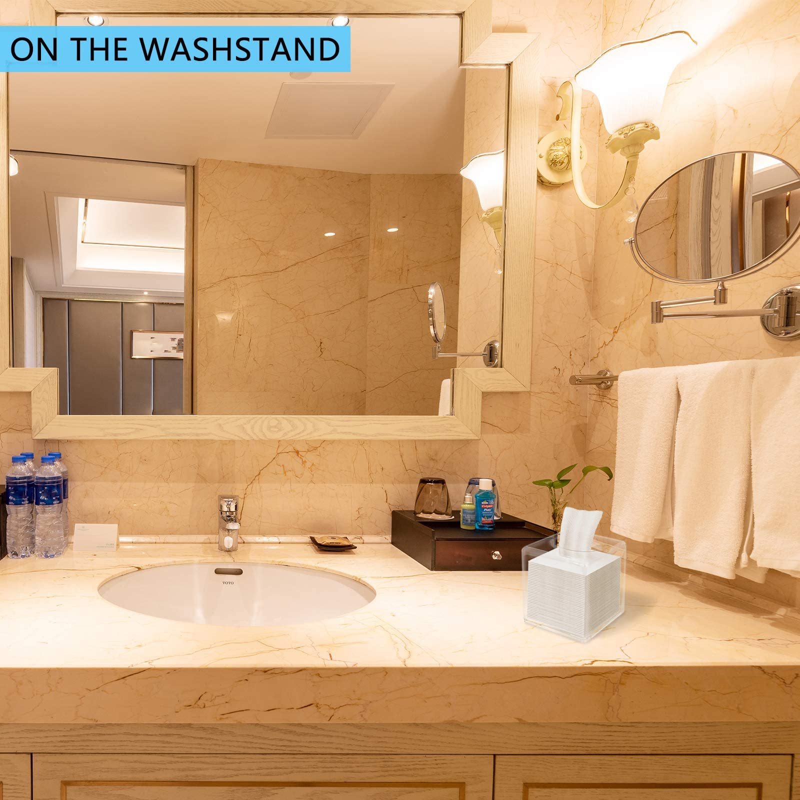 Dedoot Facial Tissue Dispenser Box Cover, Rectangle Acrylic Tissue Box 5.5X5.7 Inches Clear Acrylic Tissue Box For Bathroom Coun