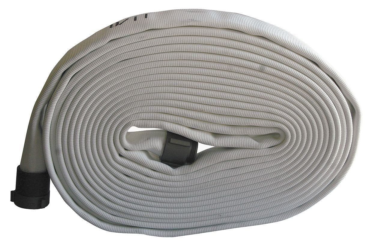 Armored Textiles Wildland Fire Hose, Dia. 1 In, 50 Ft, White