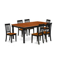 East West Furniture DOAN7-BCH-W 7 Piece Modern Dining Table Set Consist of a Rectangle Wooden Table with Butterfly Leaf and 6 Dining Chairs, 42x78 Inch, Black & Cherry