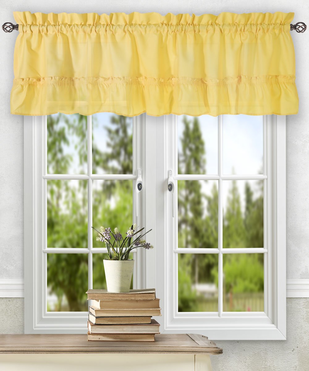 Simple Comfort Ellis Curtain Stacey 54-by-13 Inch Ruffled Filler Valance (Yellow)