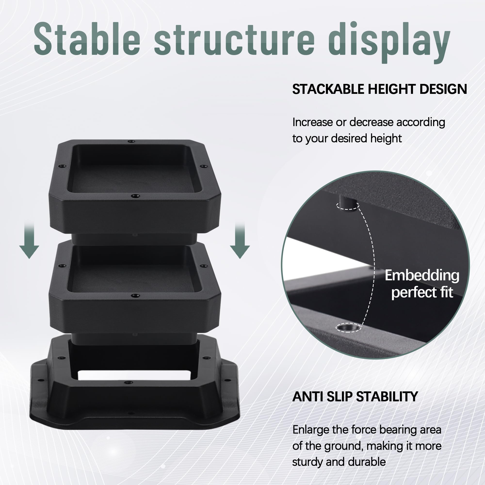 Btsd-Home Adjustable Bed Risers 1 Or 2 Inch Heavy Duty 8 Pack Furniture Risers Dorm Bed Risers Table Desks Legs Extenders Blocks