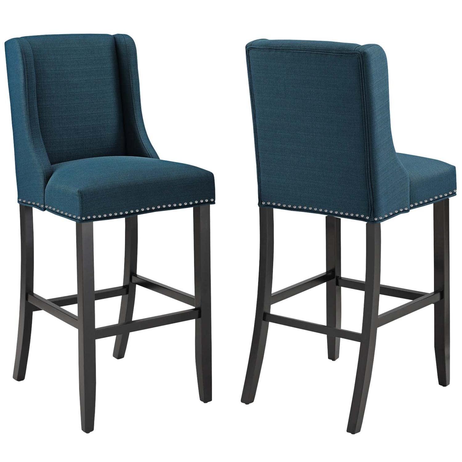 Modway Baron Bar Stool Upholstered Fabric Set Of 2, Azure