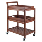 Winsome 3-Shelf Wood Mobile Serving Cart with Lockable Wheels, Walnut (94138)
