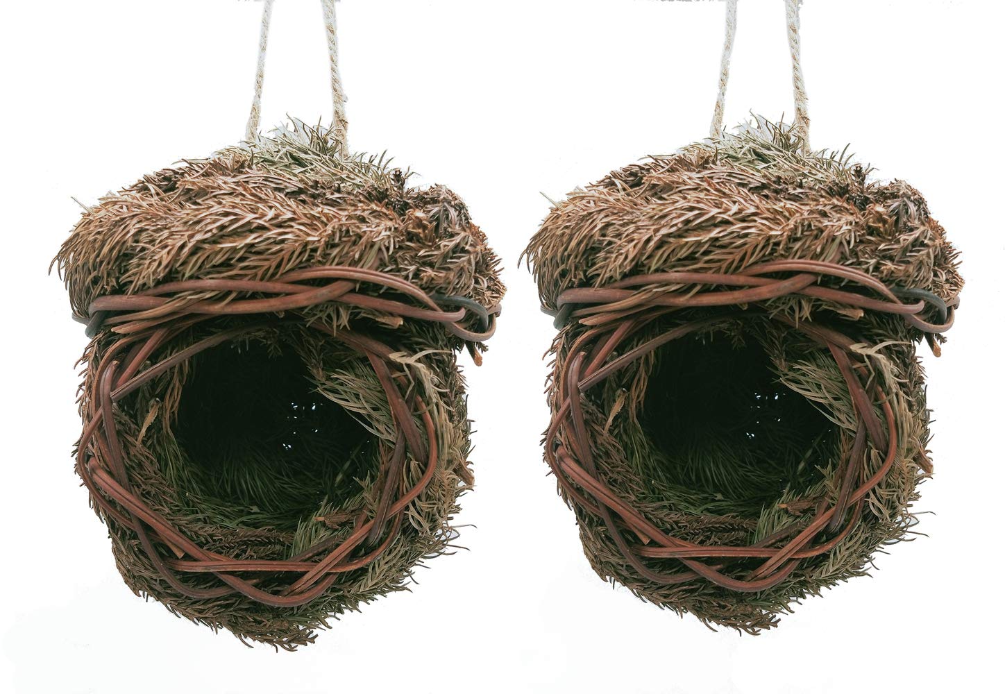 2 Pack Grass Bird House Hummingbird Nest House Roosting Pocket For Outside 5.5  5.5' Hanging Hideaway Hut Woven Nest Cozy Resti