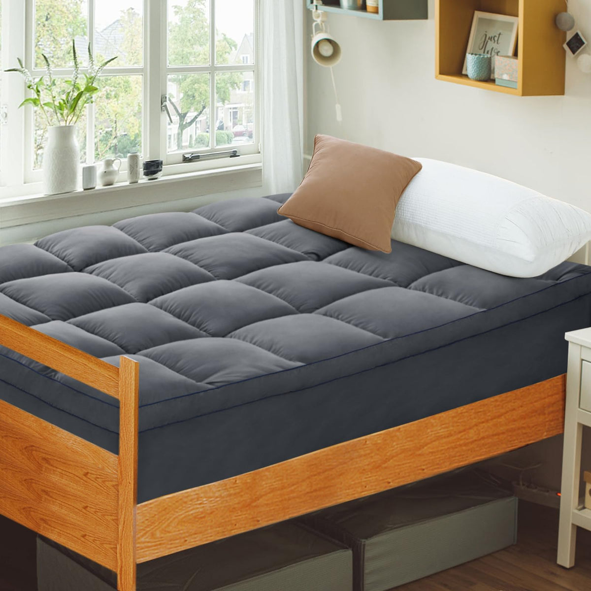 Cymula Twin Mattress Topper, Cooling Mattress Pad Cover, Extra Thick Pillow Top Mattress Topper With 8-21 Inch Elasticated Deep