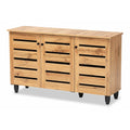 Baxton Studio Gisela 3-Door Shoe Storage Cabinet, Oak Brown and Black (190-11992-HiT)
