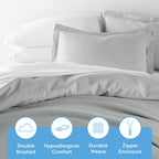 Ienjoy Home Hotel Collection Soft Brushed Microfiber Duvet Cover Set, King, Lgray (Bll-Duvet -King-Lgray)