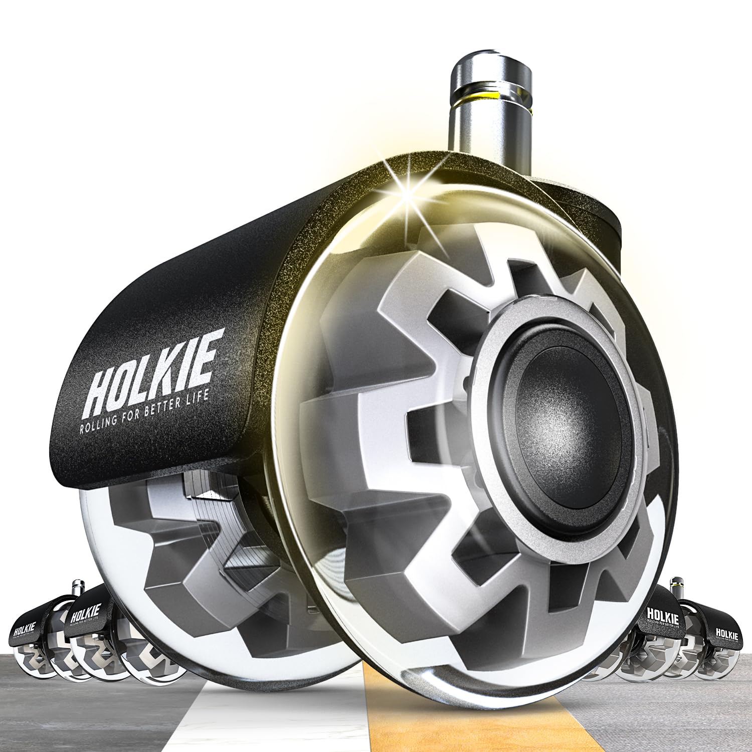 Holkie Office Chair Wheels 10X22Mm 1Kea Only Casters 2 Inch Replacement, Grey Dual Rubber Smooth & Quiet Rolling Casters Wheels-