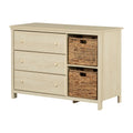 South Shore Cotton Candy 3-Drawer Dresser with Baskets Bleached Oak, Coastal