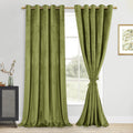 DWCN Velvet Curtains Extra Wide - Moss Green Elegant Sunlight Blocking Curtains for Living Room Thermal Insulated Noise Reducing