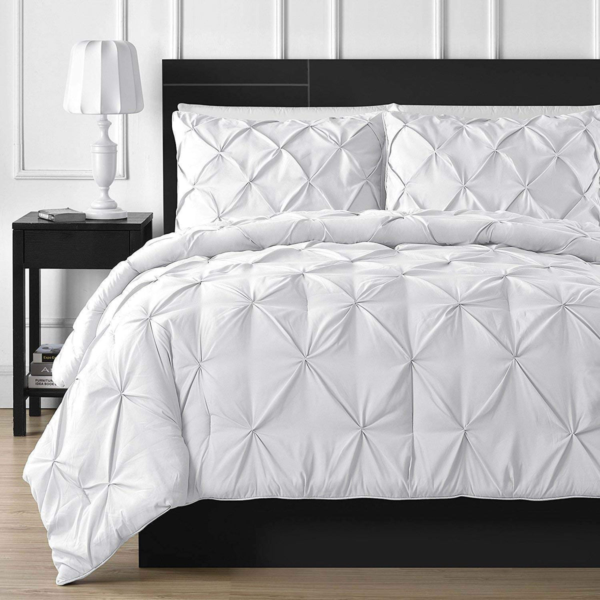 Luxuriate Hotel 1000-Tc Hypoallergenic Ultra Soft Design 100% Egyptian Cotton 98X108 Inch Super King Size White Solid Pinch Plat