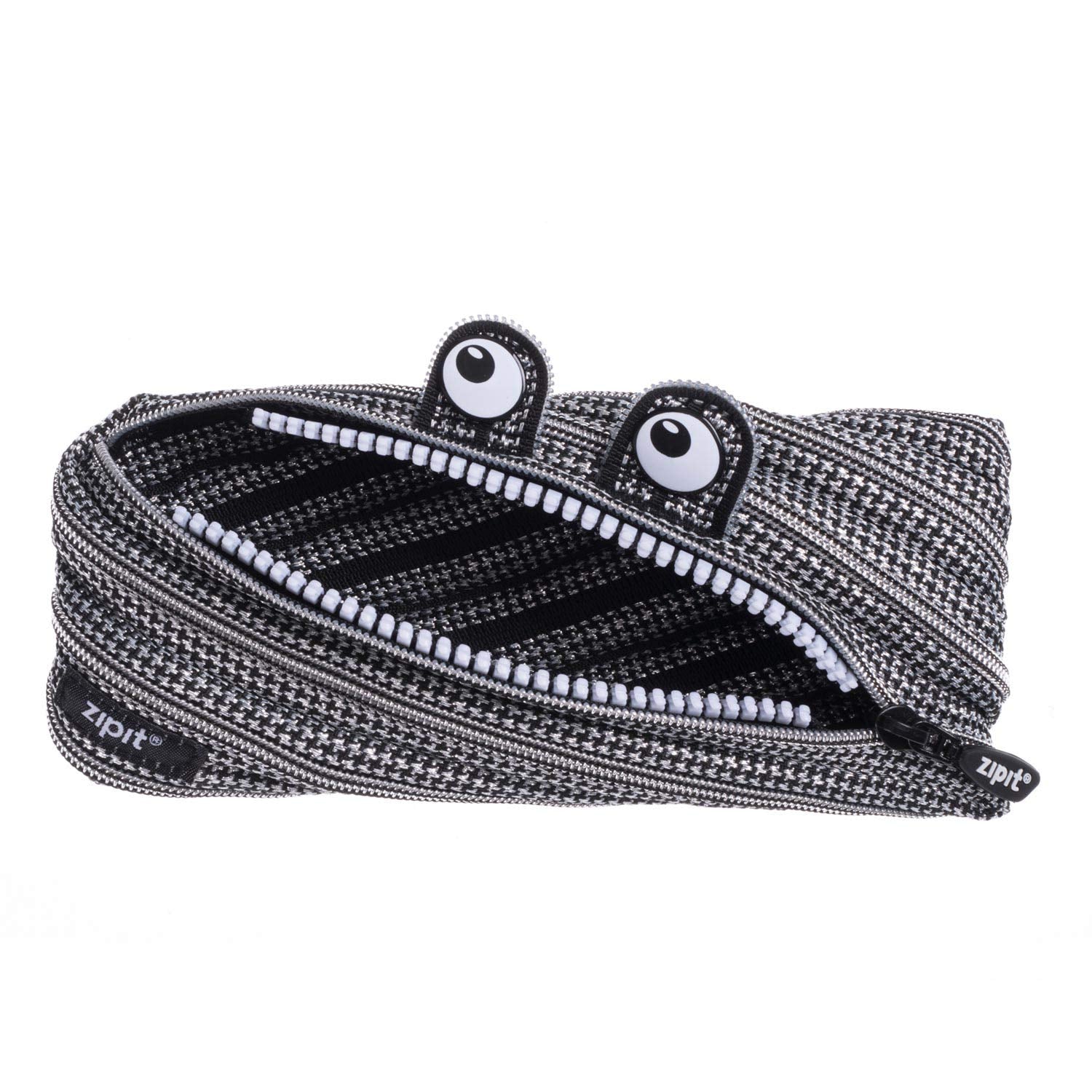 Zipit Monster Pencil Case For Kids | Pencil Pouch For School, College And Office | Pencil Bag For Boys & Girls (Black & Silver)
