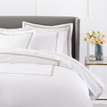 Beddecor Luxury Soft Brushed 400-Thread-Count Egyptian Cotton Embroidered Duvet Cover Set With Beautiful 2-Stripe Embroidery - -