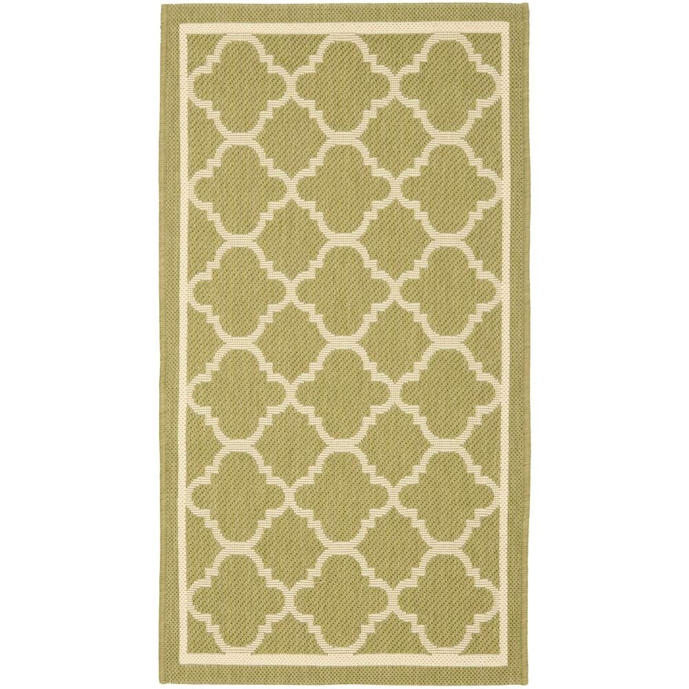 Safavieh Courtyard Collection 2' X 3'7' Green/Beige Cy6918 Trellis Indoor/ Outdoor Waterproof Easy Cleaning Patio Backyard Mudr