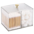 Tbestmax Qtip Holder Dispenser 3-Section Clear Bathroom Container Organizer 3 Grids Cotton Swab/Pad/Ball Holder Container Cosmet