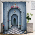 Shrahala Fantasy Blue Book Decorative Shower Curtain, White Rabbit Time Alice Wonderland Bathroom D  cor Polyester Fiber Waterpr