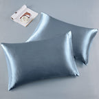 Horbaunal 6 Piece Satin Sheet Set Queen Size Luxury Silky & Soft Dusty Blue Satin Queen Bed Sheet Set With 16'' Deep Pocket, 1 F