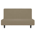Easy-Going Stretch Futon Slipcover Armless Futon Bed Cover Furniture Protector Without Armrests With Elastic Bottom For Kids, Soft Jacquard Fabric Small Checks (Medium, Natural)