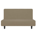 Easy-Going Stretch Futon Slipcover Armless Futon Bed Cover Furniture Protector Without Armrests With Elastic Bottom For Kids, Soft Jacquard Fabric Small Checks (Medium, Natural)