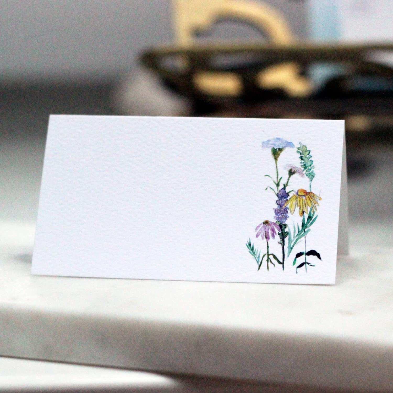 Place Cards with Colorful WILDFLOWERS for Weddings, Showers, and Dinner Parties. Table Tent Style, Scored for easy folding. Avai