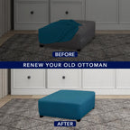 Purefit Super Stretch Form Fit Square Ottoman Cover Rectangle - Ottoman Slipcovers For Foot Stool & Folding Storage Furniture For Living Room With Nonslip Elastic Bottom (Medium-Xl, Peacock Blue)
