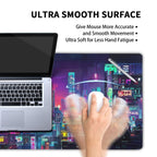 Retro Japanese Anime Gaming Mouse Pad Xl Cool Dark Purple Red Vaporwave City Extended Large Desk Mat Big Mousepad Non-Slip Rubbe