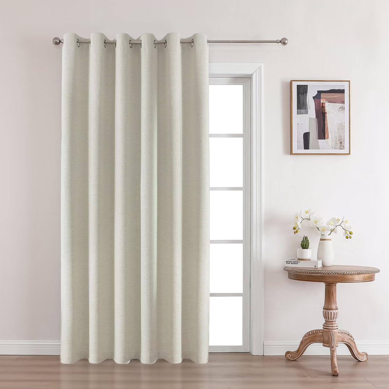 Joydeco Blackout Room Divider Curtains, Extra Wide Light Beige Sliding Door Curtains Living Room Curtains, 1 Panel 70x90 Inch Pa