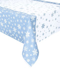 Unique Snowflakes Rectangular Plastic Table Cover, 54 x 84, Blue & White