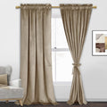 Jiuzhen Taupe Velvet Curtains 108 Inches Long Room Darkening Curtains Super Soft Luxury Rod Pocket Window Drapes For Bedroom/Nur