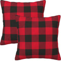 Jashem Plaid Throw Pillow Cover 18X18 Inch Cotton Cushion Cover Black And Red Buffalo Check Pillow Case For Modern Home Decor Se