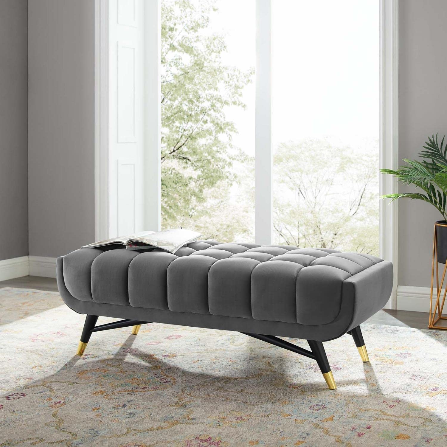 Modway Adept 47.5&quot; Performance Velvet Bench In Gray