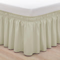 Rimela Bed Skirting Queen Size Light Beige Bed Skirt 15 Inch Drop, Wrap Around Elastic Adjustable Bedskirt, Dust Ruffle For Bed