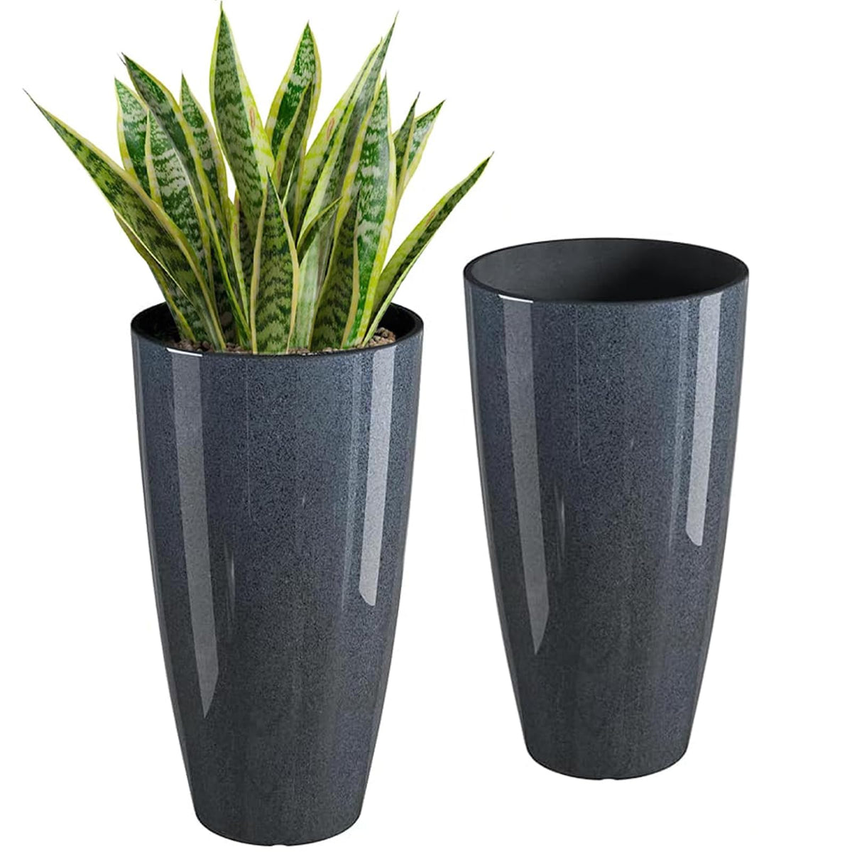 Qcqhdu 21 Inch Tall Planters For Indoor & Outdoor Plants, 2 Pack Sturdy Plant-Flower-Tree Pots For Front Porch Patio Deck Living