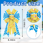 Hying 2Pcs Summer Ocean Bows For Wreath, Blue White Beach Wreath Bows For Summer D  Cor, Spring Blue Beach Wave Bows For Front D