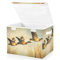 PDZRMY Large Storage Bins Wild Duck Mallard Fly with Linen Foldable Storage Cubes Fabric Closet Organizer Containers box with Fl