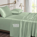 Vonty Satin Sheets Extra Deep Pocket King Size Sheets - Cooling & Silky Satin King Sheets Set with 18-24 Inch Deep Pocket, Sage 
