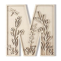 Layered 12 Inch Large Wooden Letters for Wall Decor, Flowered Paintable Wooden Nursery Letters for Crafts Wood Alphabet Letter M