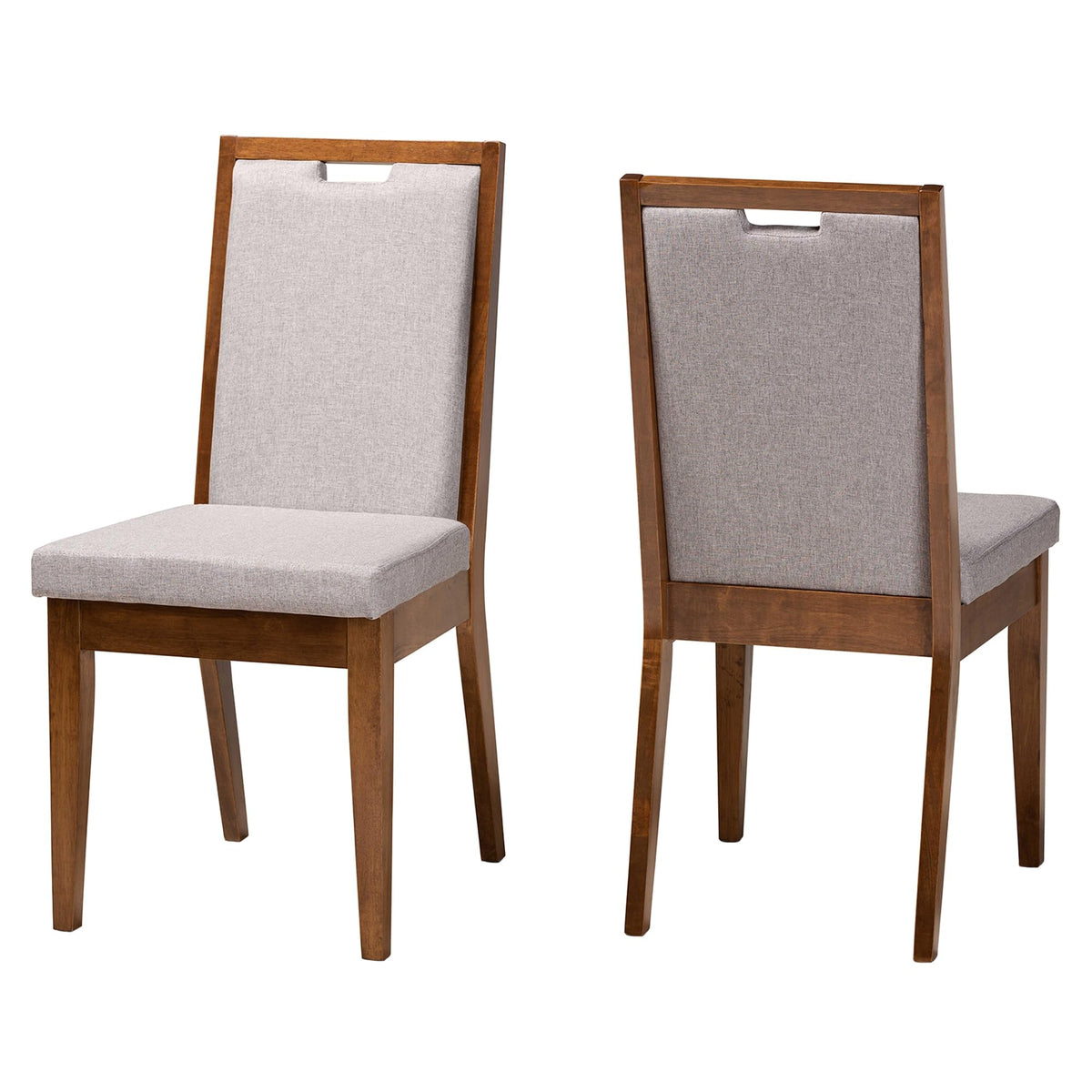 Baxton Studio Octavia Grey and Brown Finished Wood 2-Piece Dining Chair Set