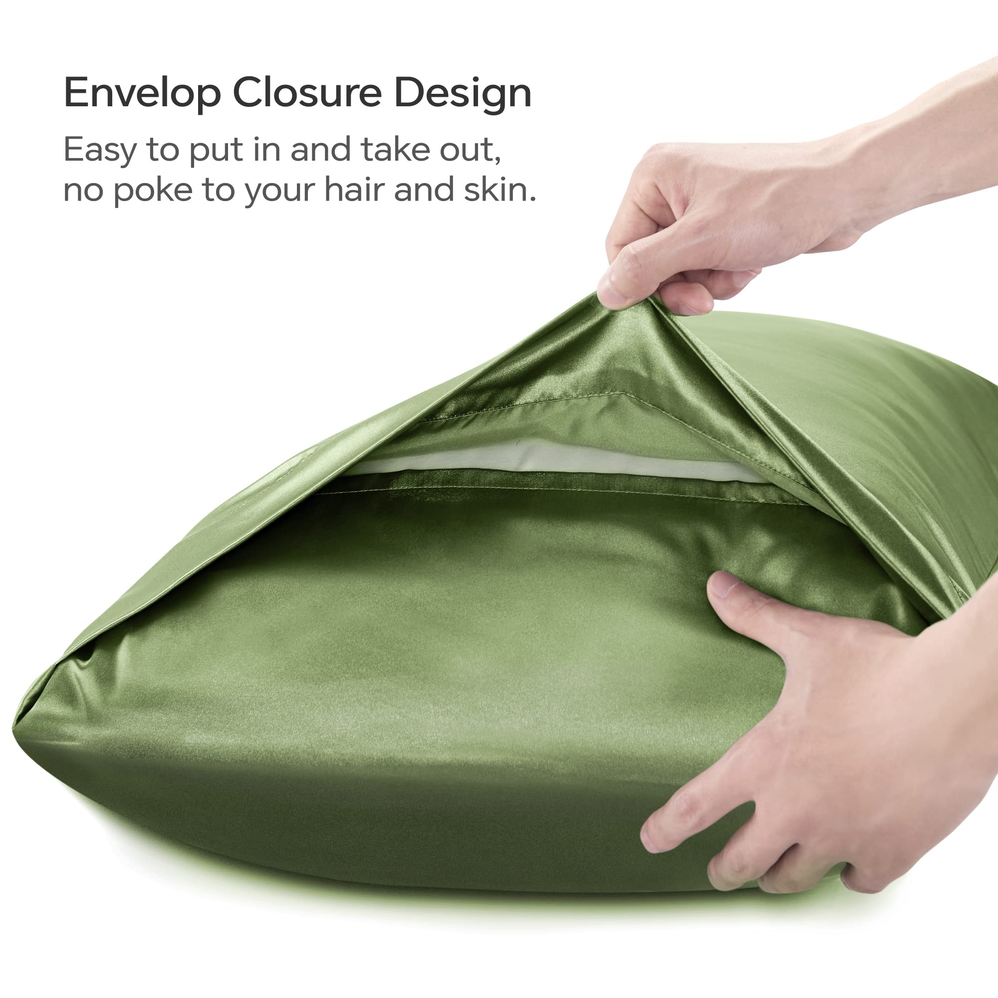 Bedelite Satin Silk Body Pillow Pillowcase For Hair And Skin, Premium And Silky Cedar Green Long Body Pillow Case Cover 20X54 Wi