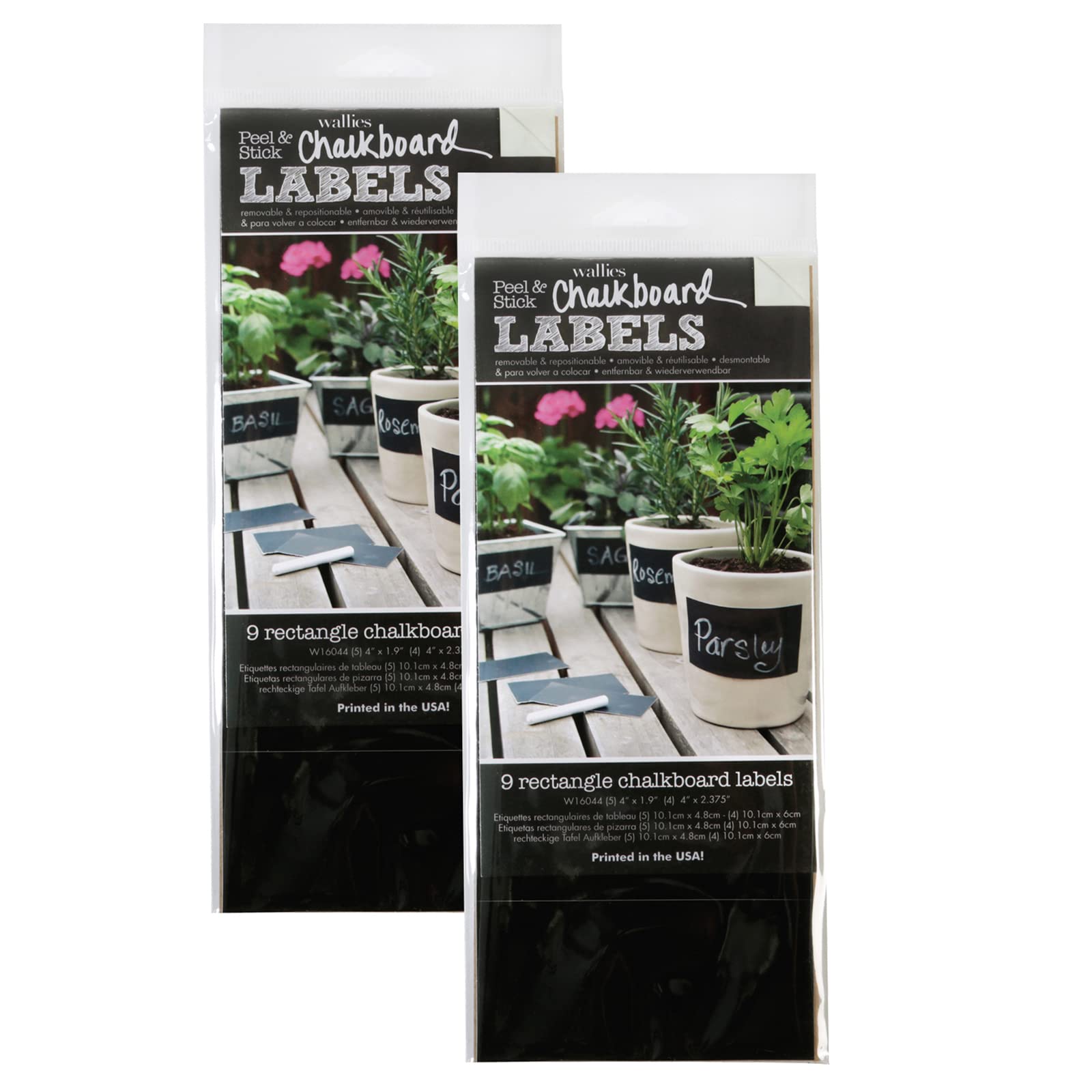 Wallies Rectangle Chalkboard Vinyl Labels, 9 Per Set, 2 Sets