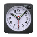 Peakeep Ultra Small, Battery Travel Alarm Clock with Snooze and Light, Silent with No Ticking Analog Quartz (Black)