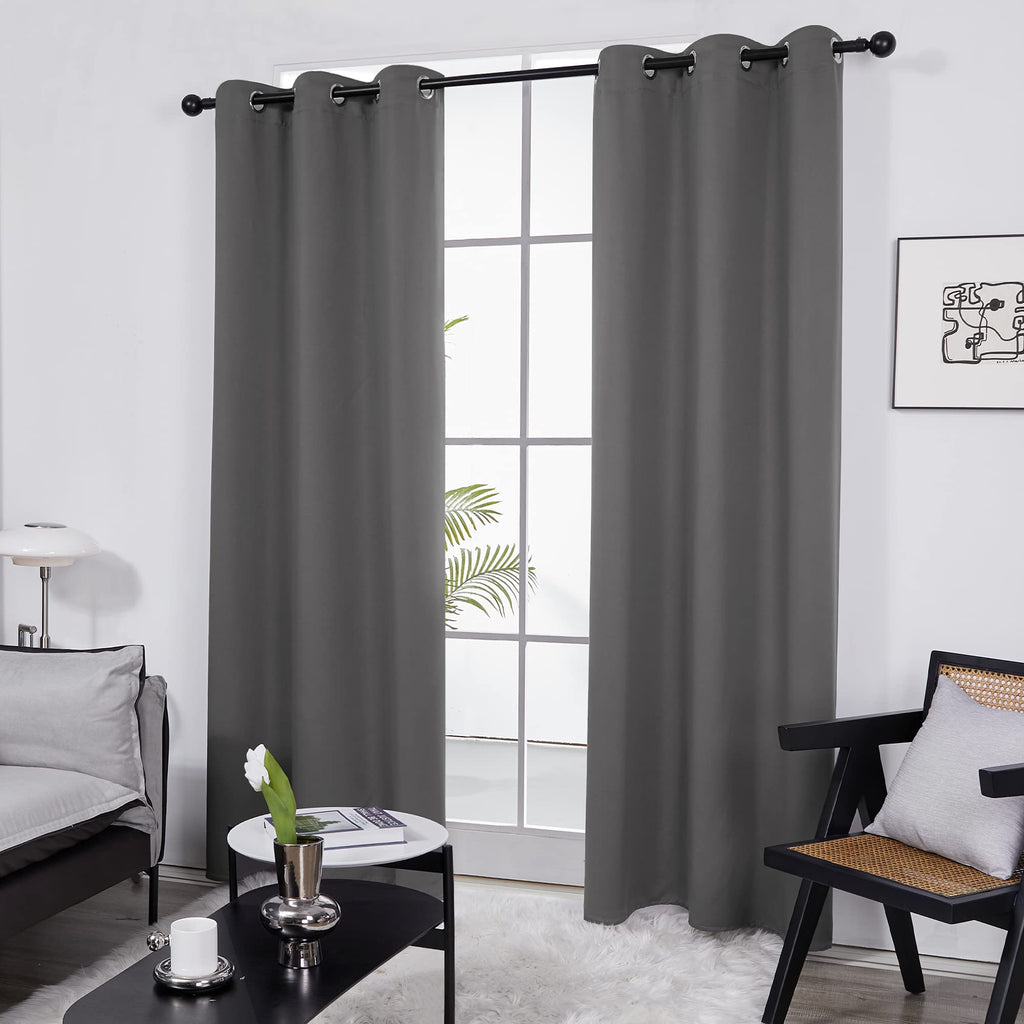 Deconovo Room Darkening Thermal Insulated Grommet Blackout Window Curtain For Living Room, Light Grey, 42X95 Inch, 1 Panel