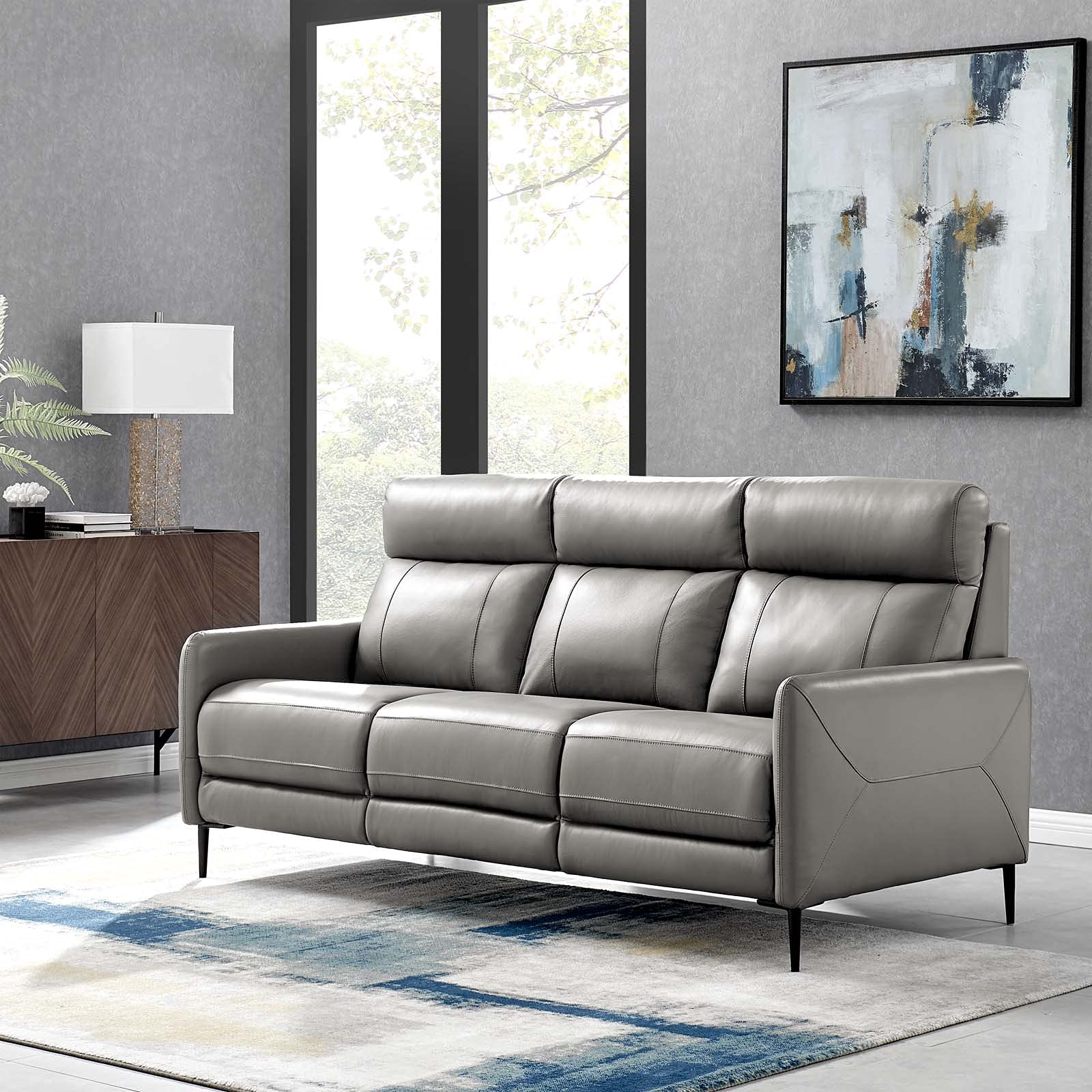 Modway EEI-4561-GRY Huxley Leather Sofa, Gray