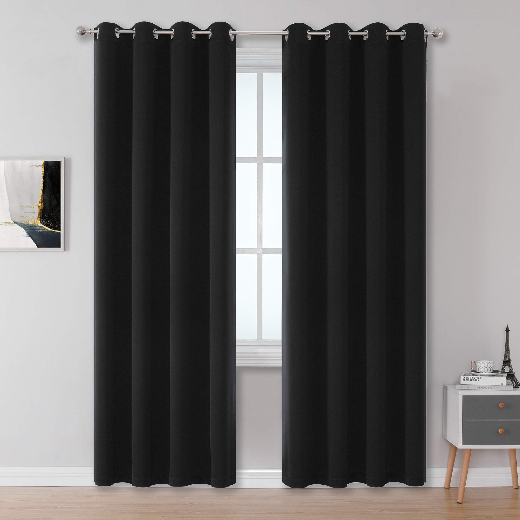 Dualife 99% Blackout Curtain For Living Room - Thermal Insulated Grommet Panels/Drapes For Bedroom (52 By 84 Inches Long, Set Of