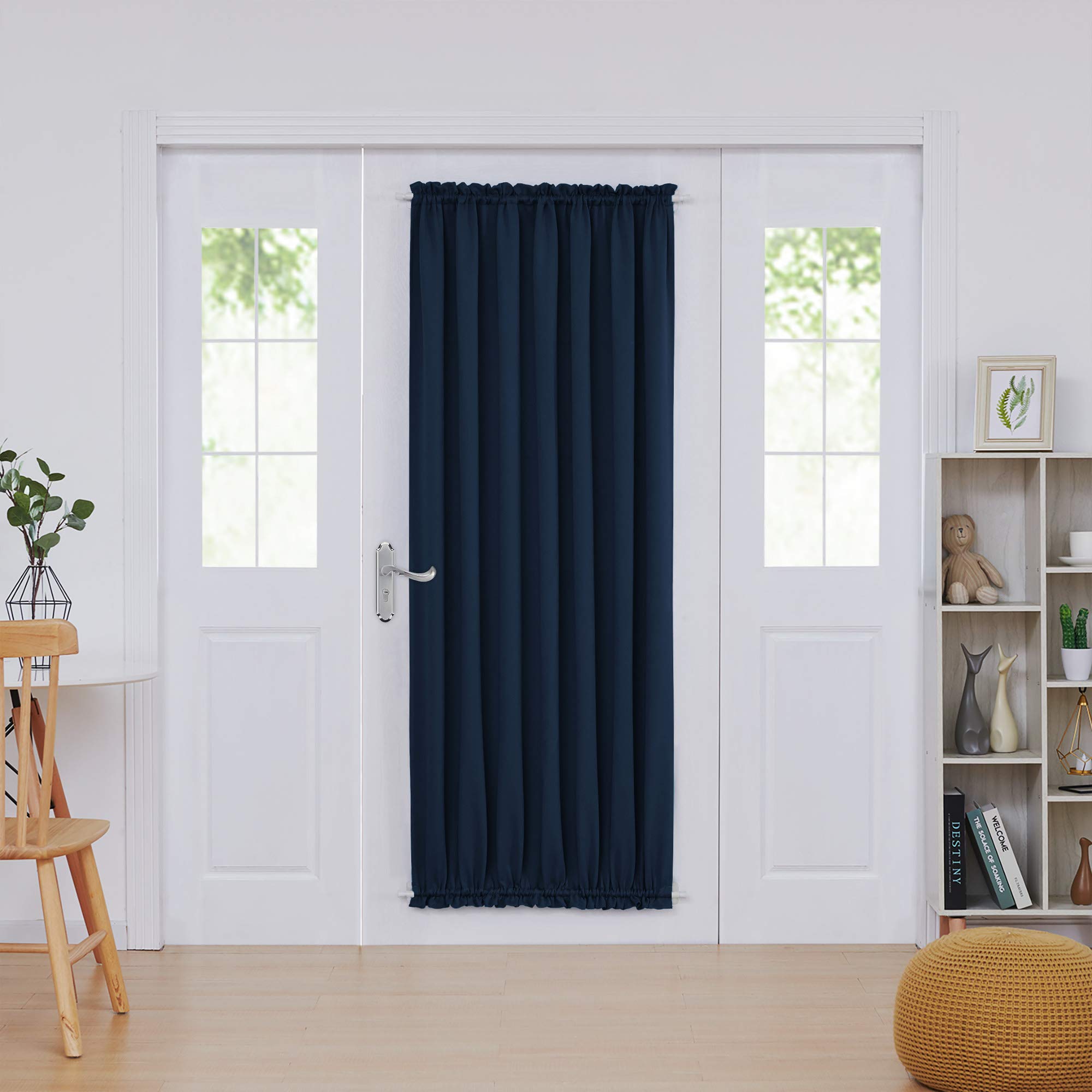 Deconovo Rod Pocket Blackout Drapes - Energy Saving Blackout Curtain Panel For Doors (54X72 In, Navy Blue, 1 Panel)