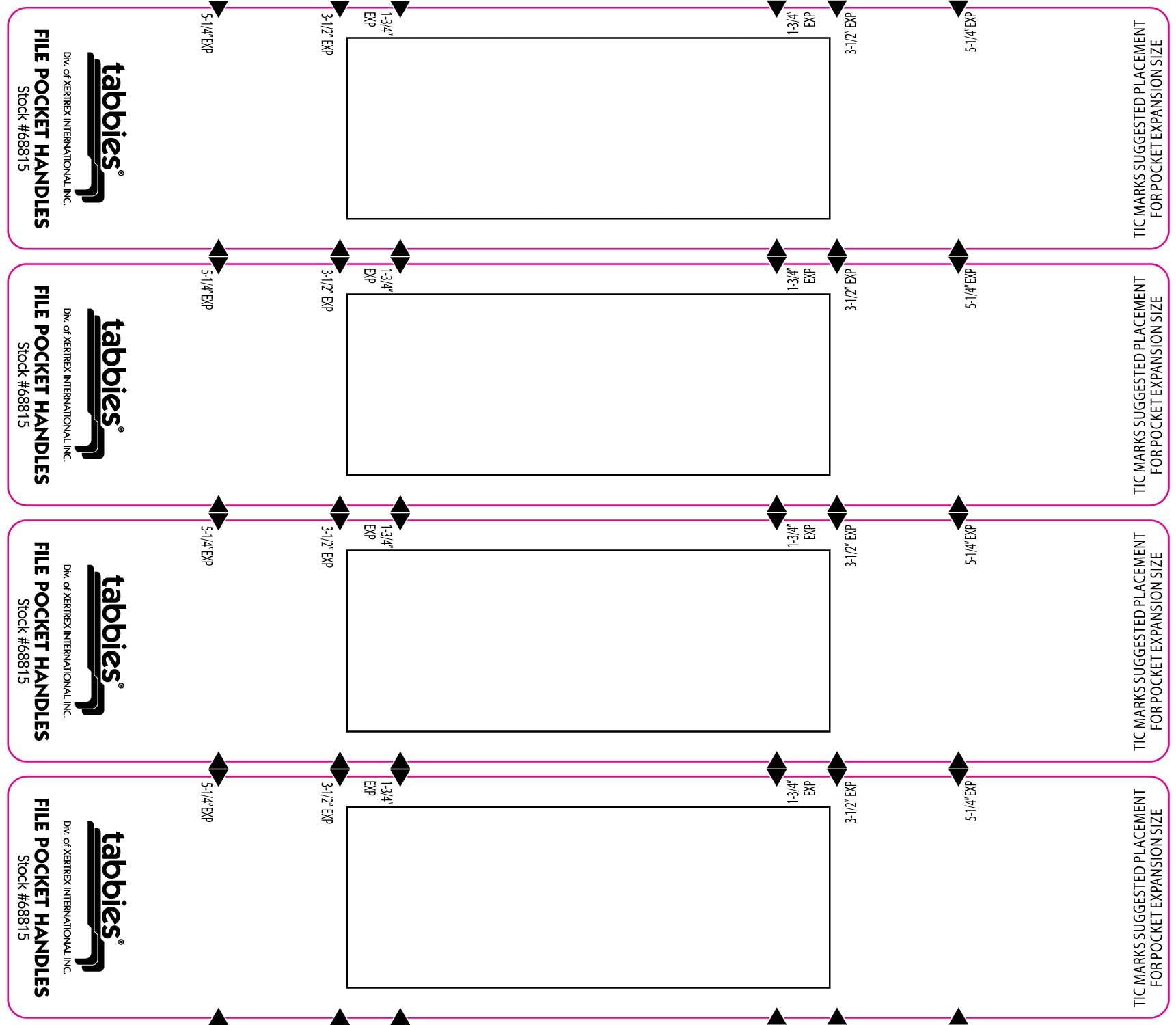 Tabbies File Pocket Handles, 9.63 X 2, White, 4/Sheet, 12 Sheets/Pack