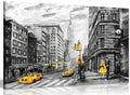 Black White Yellow New York City Oil Painting Canvas Wall Art Picture Print (18x12in)