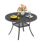 Vicllax Round Patio Dining Table, 4-6 Person Metal Outdoor Dining Table With Umbrella Hole For Garden Lawn Deck, 48' Dark Grey